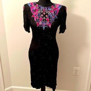Evening Dress with Beaded & Sequin Designs